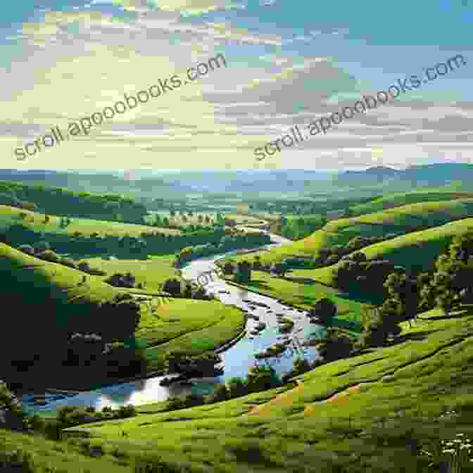 A Drawing Of A Serene Countryside Scene With Rolling Hills And A Winding River, Sketched With Simple Lines And Shapes Sketch A Simple Scene: Drawspace Module 2 1 A20