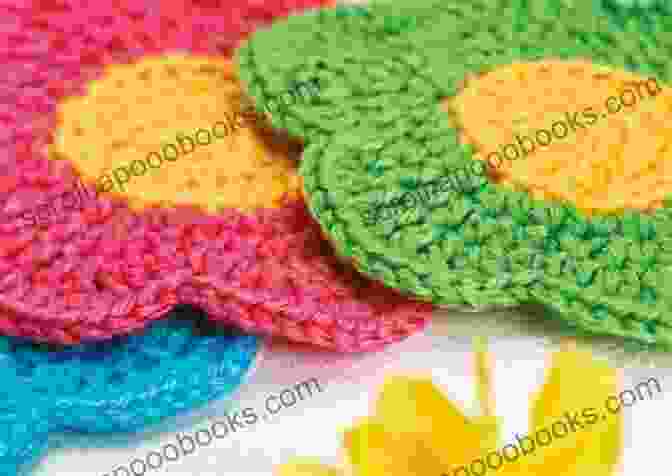 A Photo Of A Colorful, Crocheted Coaster With A Simple Daisy Pattern Learn To Needle Felting: Detail Tutorials For Beginners With Simple Patterns: Needle Felting Projects