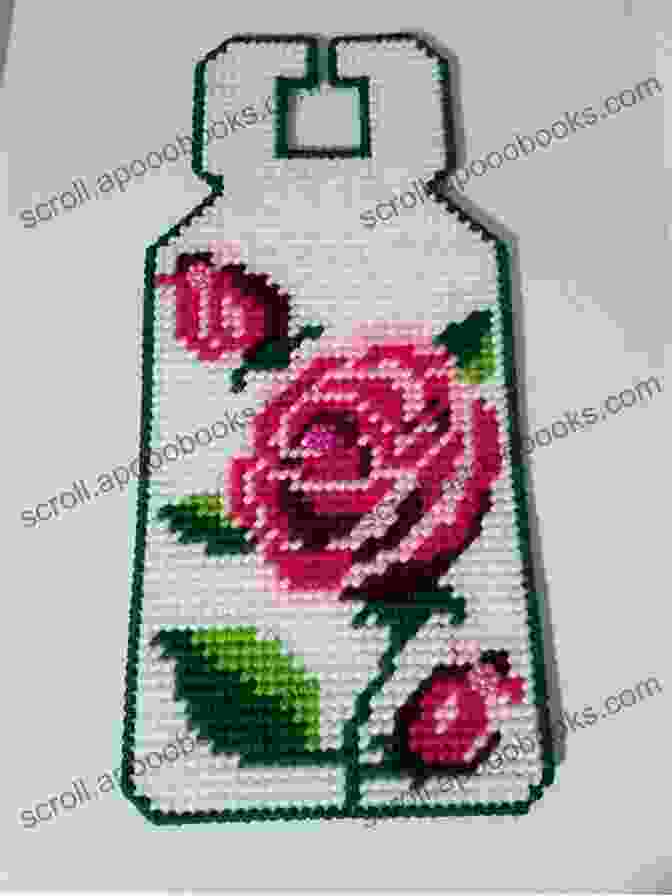 A Stunning Plastic Canvas Door Hanger Showcasing A Vibrant Rose Design. Door Hangers Galore: 18 Patterns In Plastic Canvas