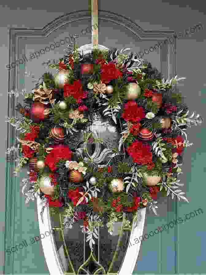 A Traditional Evergreen Wreath Adorned With Red And Gold Ornaments LIVING WITH CHRISTMAS WREATHS: Guide To Making Perfect Season Greeting Wreath