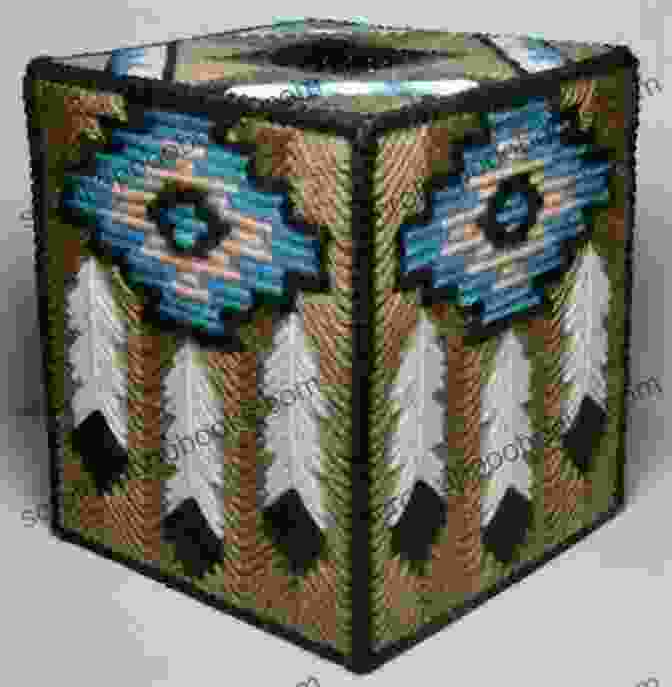 A Vibrant Southwestern Inspired Plastic Canvas Pattern For A Regular Tissue Box Featuring Intricate Geometric Designs And Bold Colors. Southwestern Beauty Regular Tissue Box: Plastic Canvas Pattern