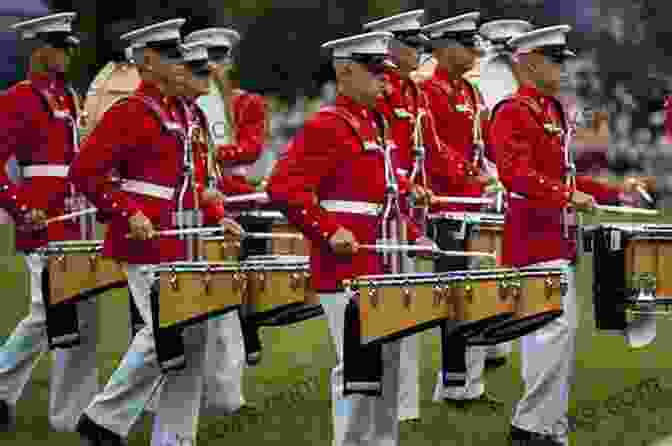 A Vintage Photograph Of A Drum And Bugle Corps Performing In A Parade, With Smiling Faces And Vibrant Uniforms. Racine: Drum And Bugle Corps Capital Of The World (Images Of America)