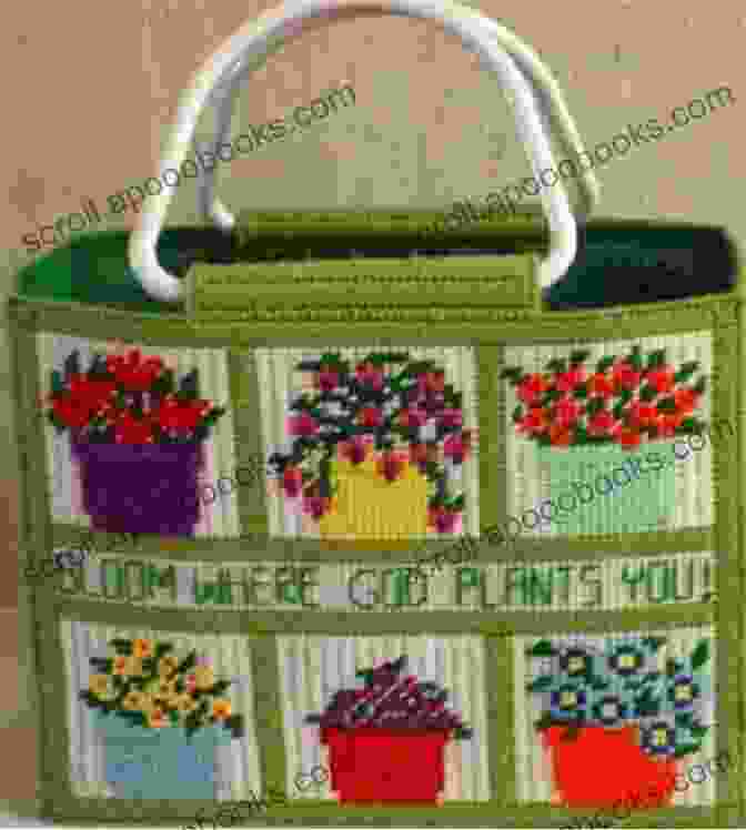 Blooming Flowers Tote Bag Plastic Canvas Pattern Blooming Flowers Tote Bag: Plastic Canvas Pattern