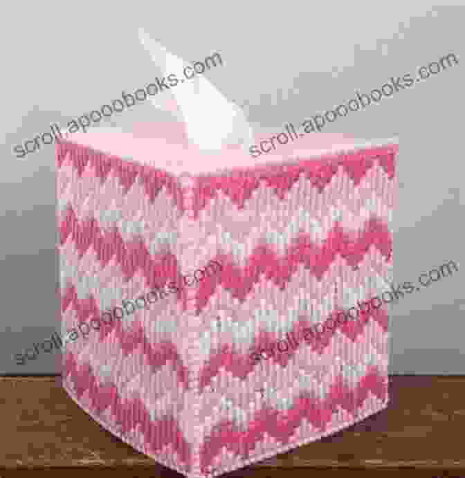 Close Up Of A Beautiful Tissue Box Cover Made Using The Gifty Boutique Tissue Box Cover Plastic Canvas Pattern, Showcasing Intricate Lace Design And Vibrant Colors. Gifty Boutique Tissue Box Cover: Plastic Canvas Pattern