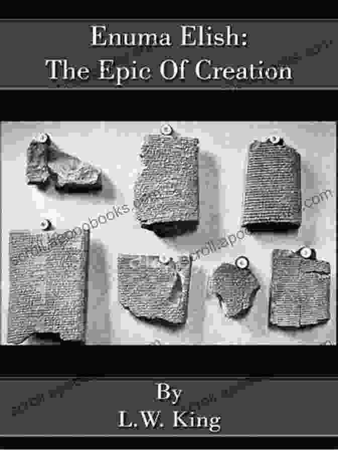 Enuma Elish Book Cover: Intricate Cuneiform Symbols Against A Parchment Backdrop Enuma Elish: The Babylonian Creation Epic