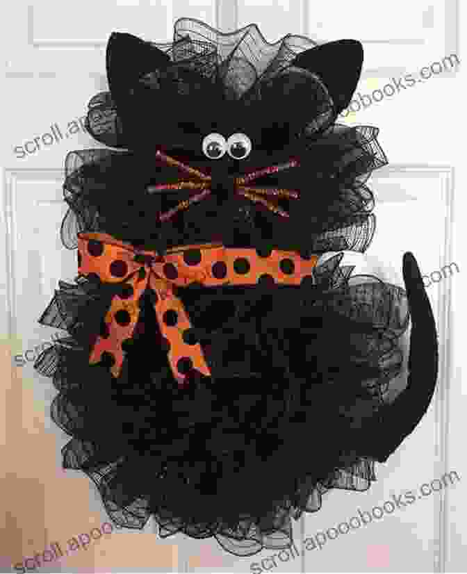 Haunting We Will Go Door Wreath With Black Cats And Pumpkins Haunting We Will Go Door Wreath: Plastic Canvas Pattern