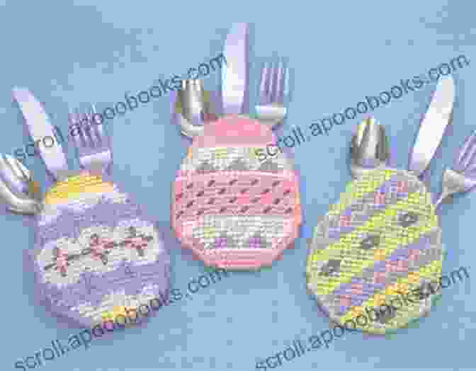 Image Of The Embroidered Easter Egg Design On The Plastic Canvas Easter Napkin Holder: Plastic Canvas Pattern