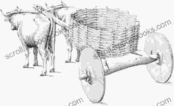 Primitive Ox Drawn Cart Used For Transportation In Ancient Times Early Carriages And Roads Dancing Dolphin Patterns