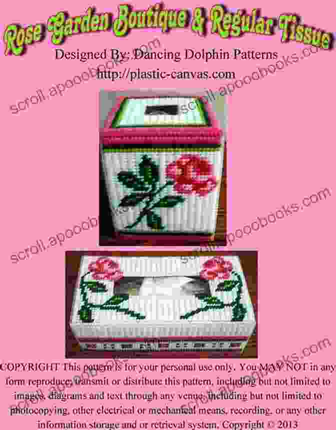 Rose Garden Regular Tissue Box Cover, A Beautiful And Practical Home Accessory Featuring Intricate Floral Design And Premium Construction Rose Garden Regular Tissue Box Cover: Plastic Canvas Pattern